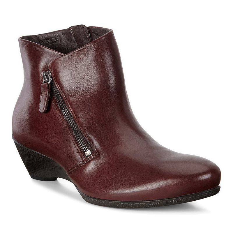 Women Boots Ecco Sculptured 45 W - Heeled Booties Brown - India XLEQRY217